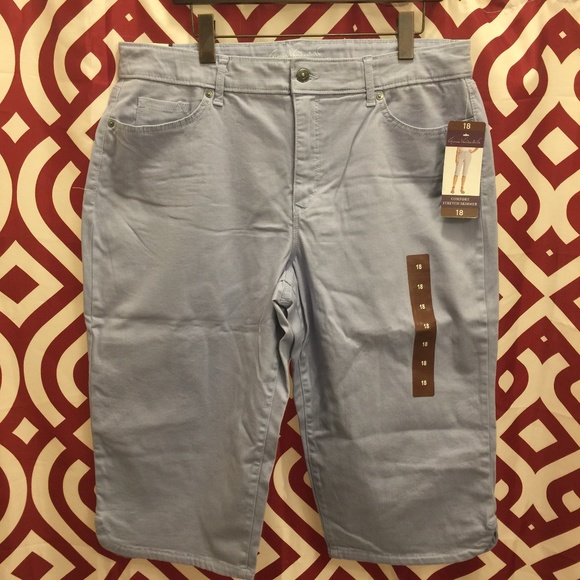 Gloria Vanderbilt Blue Stretch Skimmer Capri 18 - Picture 1 of 14